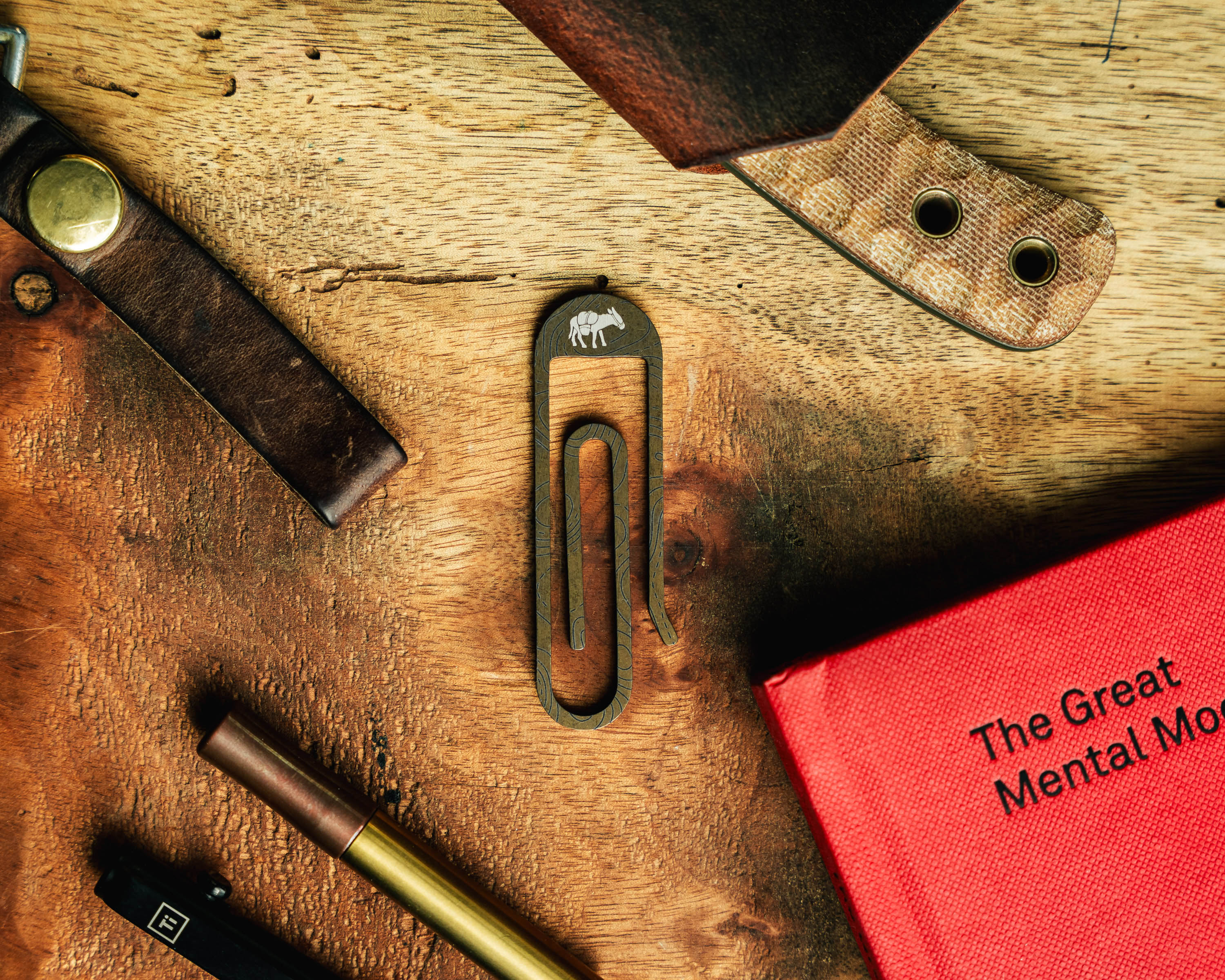 Carry Commission x JRW Gear Topo Tough Clip – Titanium & Brass Key Clip