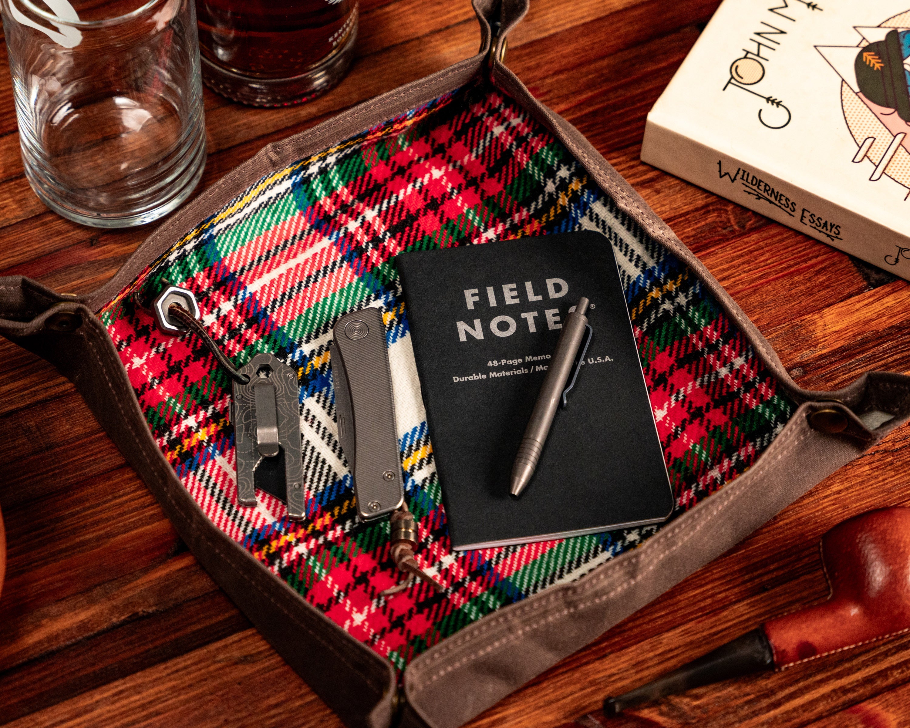 Carry Commission Vintage Plaid Waxed Canvas Travel Tray (Large)