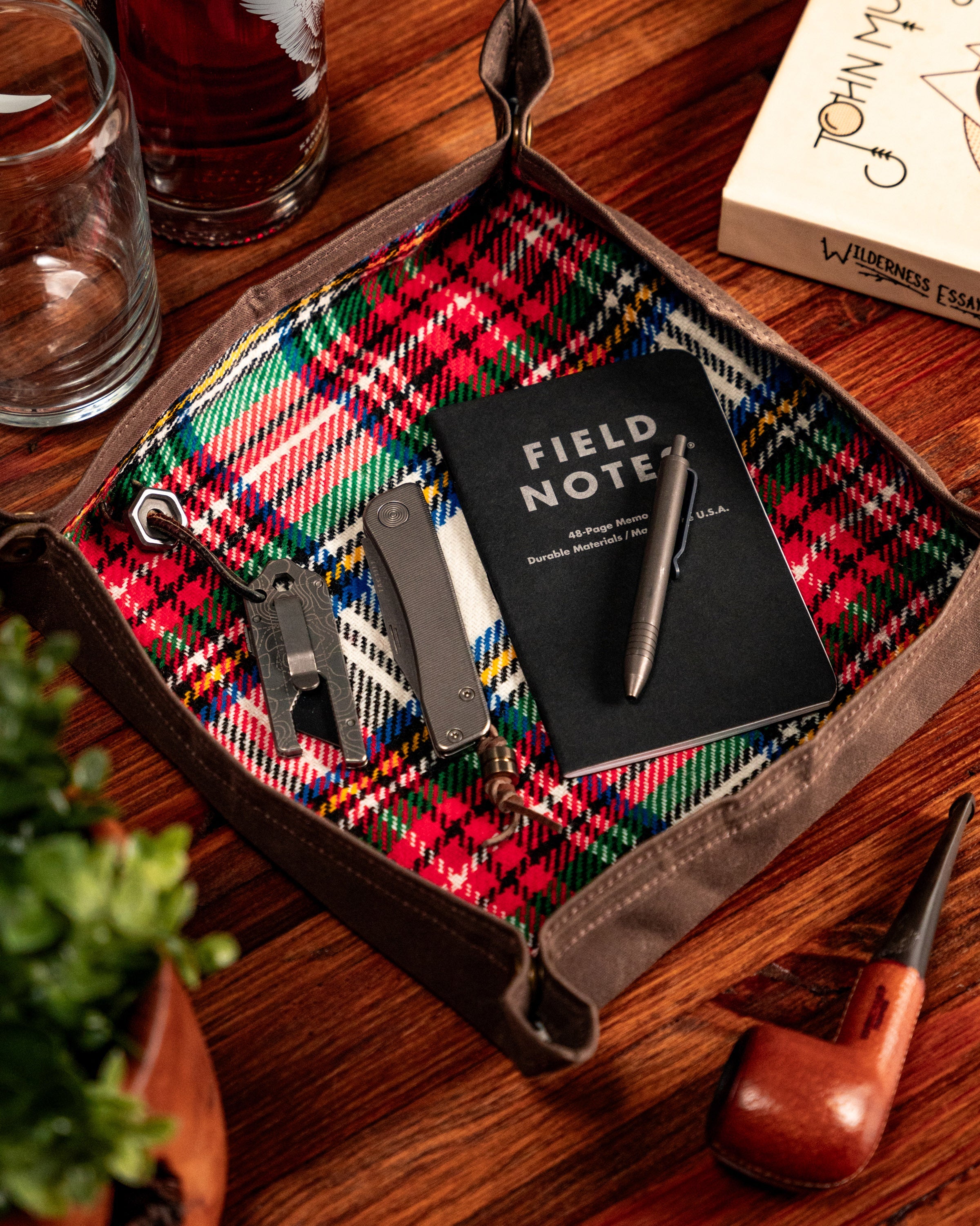 Carry Commission Vintage Plaid Waxed Canvas Travel Tray (Large)