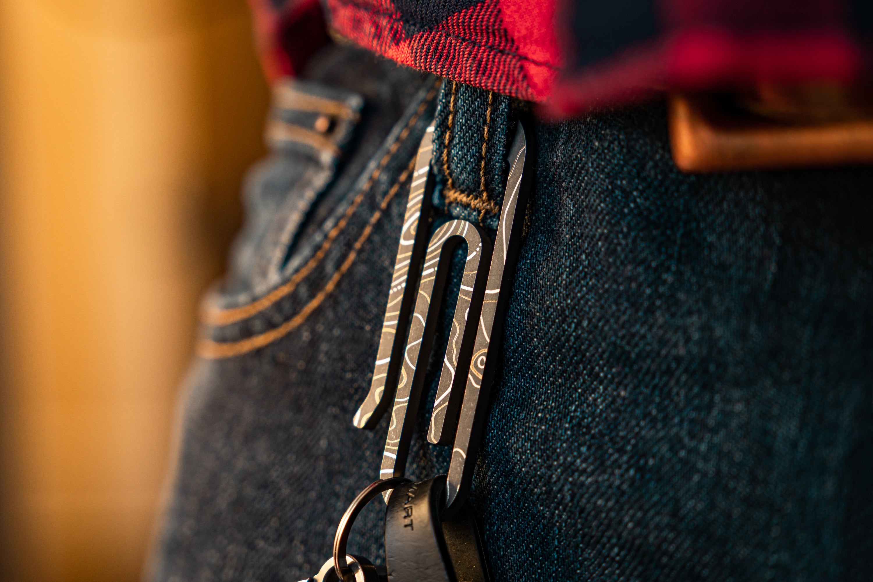 Carry Commission x JRW Gear Topo Tough Clip – Titanium & Brass Key Clip