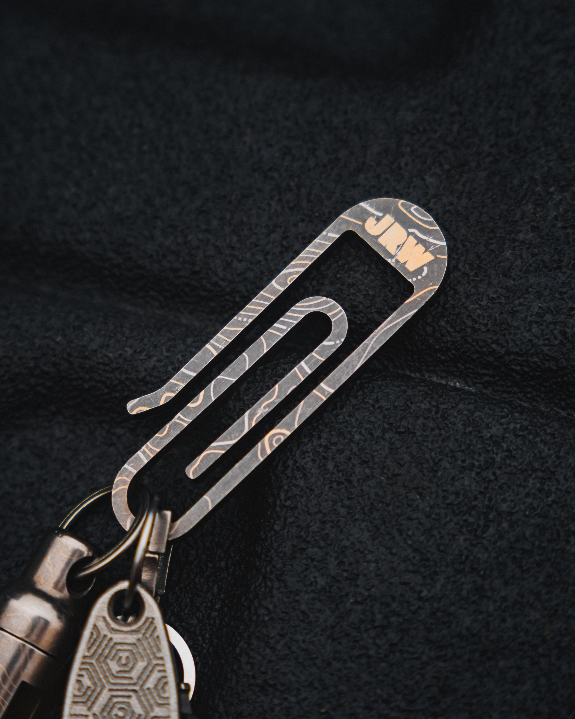 Carry Commission x JRW Gear Topo Tough Clip – Titanium & Brass Key Clip