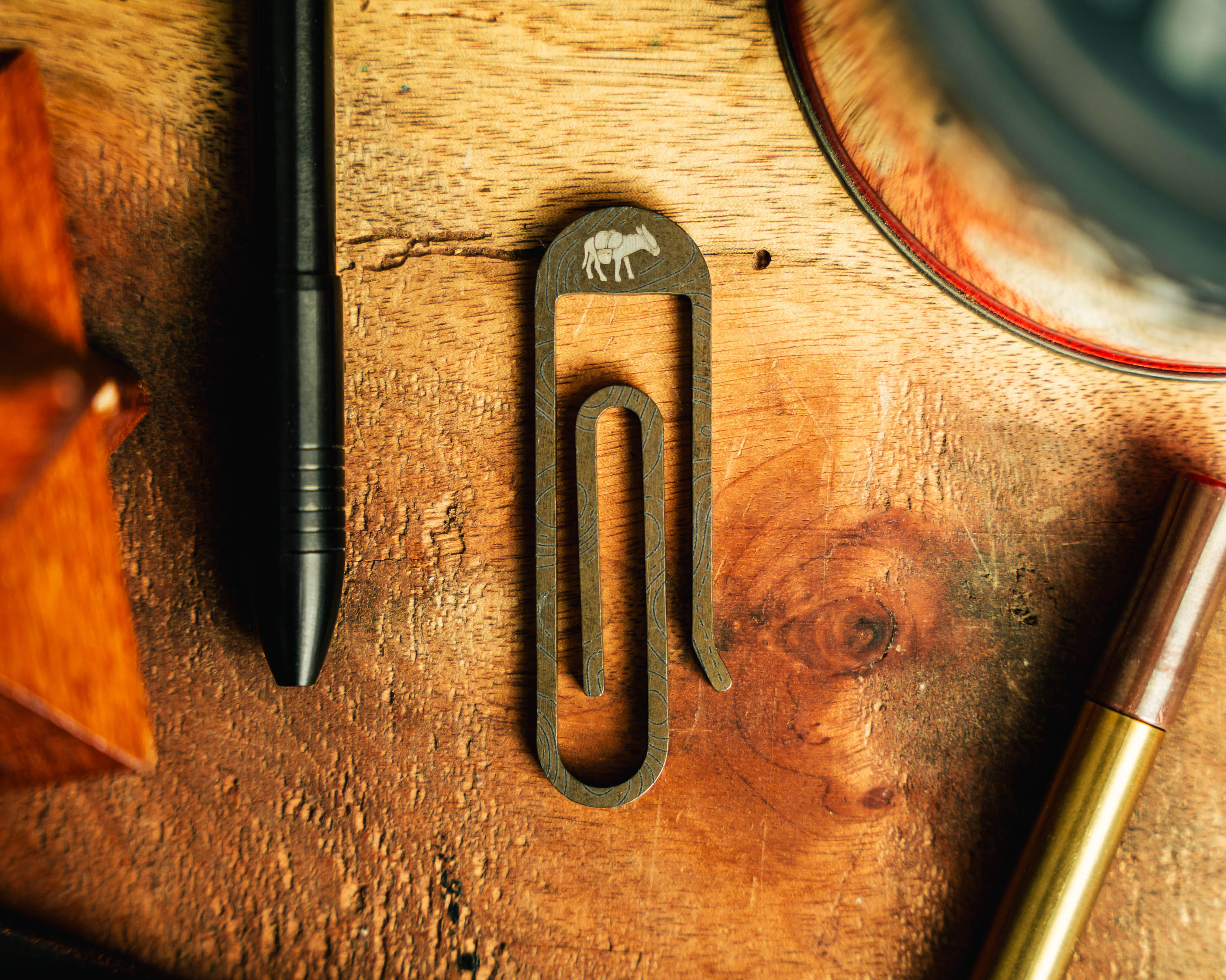 Carry Commission x JRW Gear Topo Tough Clip – Titanium &amp; Brass Key Clip