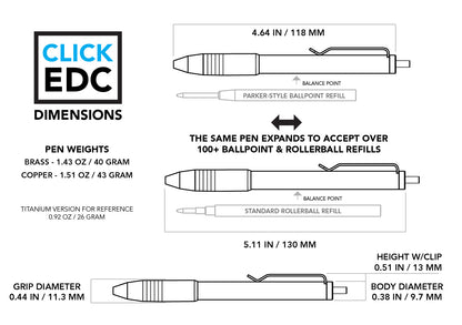 Brass &amp; Copper Click EDC Pen