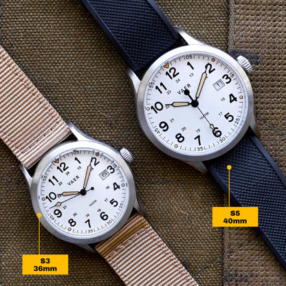 S3 Calendar Field White - 36mm Quartz